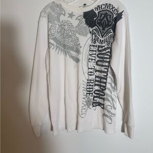 South Pole White and Gray Graphic Men's Crewneck Sweater